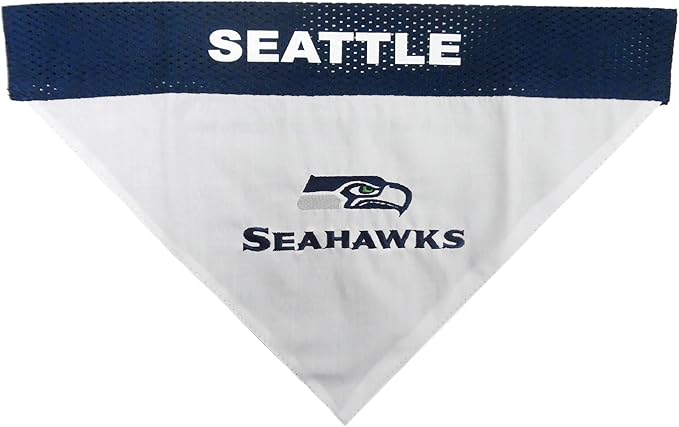 Pets First NFL Dog Bandana - Seattle Seahawks Reversible PET Bandana. 2 Sided Sports Bandana with a Premium Embroidery Team Logo, Large/X-Large. - 2 Sizes & 32 NFL Teams Available (Pack of 3)
