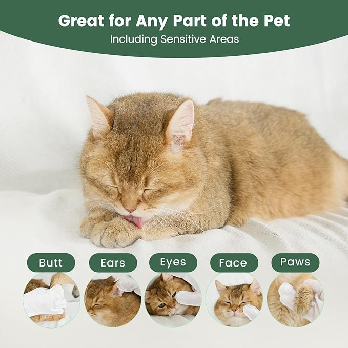 Gardner Pet Extra Thick Pet Glove Wipes for Dogs and Cats, Dog Wipes Cleaning Deodorizing Bath Wipes, Dog Wipes for Paws and Butt, Grooming Cat Wipes, Puppy Wipes, Unscented 8 PCS