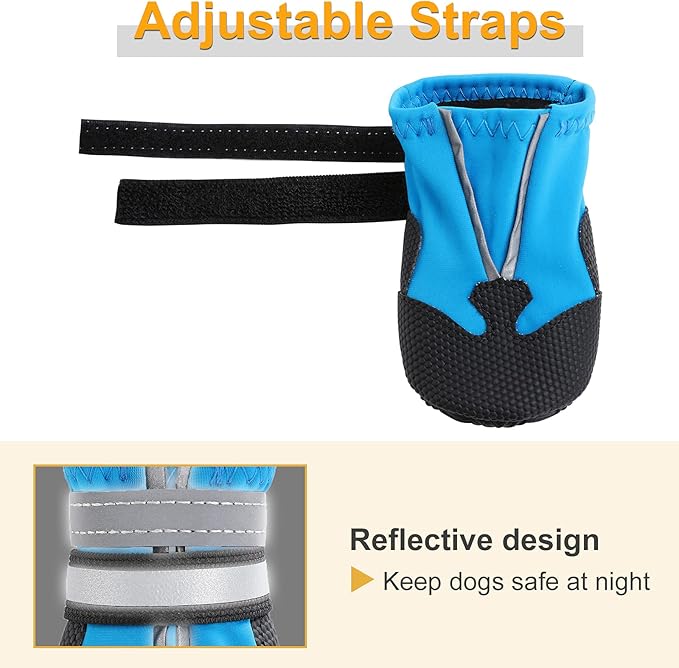 Dimicoo Water-Resistant Dog Boots for Medium Large Dogs,Non-Slip Dog Shoes for Winter Snow,Lightweight Paw Protector for Cold Pavement,Soft Dog Booties for Outdoor Walking Indoor Hardfloors