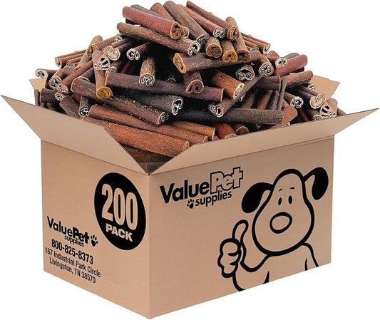 ValueBull Collagen Sticks for Dogs, 6 Inch Jumbo Chews, Natural Long-Lasting Dog Treats, 200 Count Bulk Pack - Supports Joints, Skin & Coat with Chondroitin & Glucosamine
