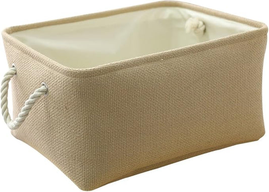 TheWarmHome Large Storage Basket - Fabric Storage Baskets for Organizing Shelves, Collapsible Storage Bin Organizer for Closet Bookself Laundry Dog Toy Home Organization, Decorative Beige Basket Gift