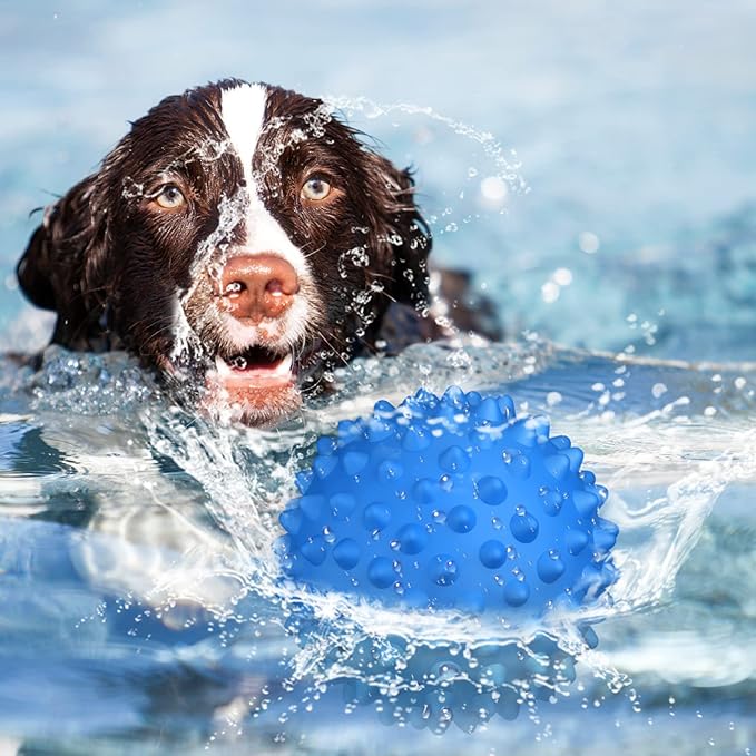 Apasiri Squeaky Ball Dog Toys for Large Dogs, Dog Toy, Indestructible Dog Balls for Aggressive Chewers, Outdoor Dog Toys, Balls for Dogs Aggressive Chewers, Bacon Flavor Floatable Ball Blue