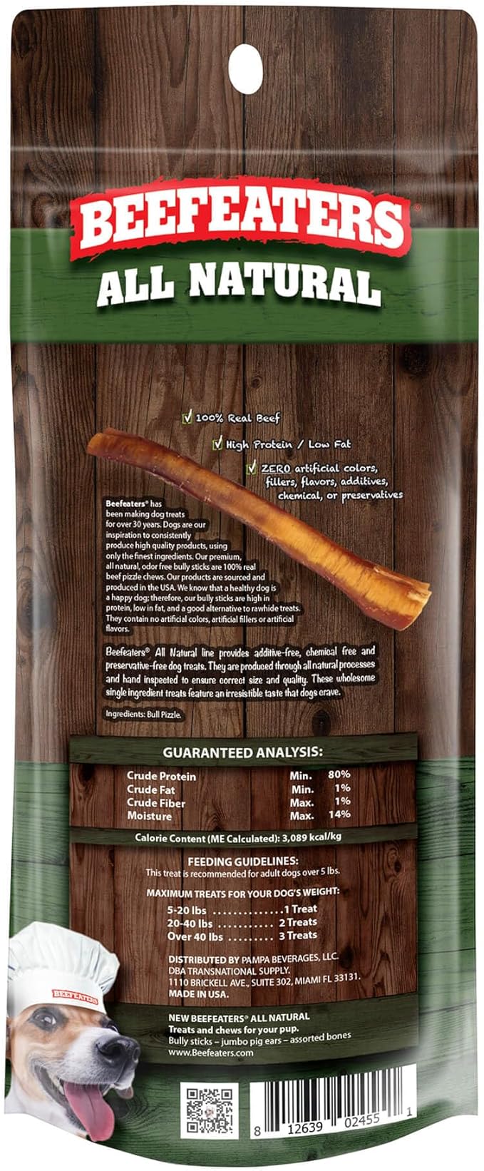 Beefeaters 12in Bully Sticks 6ct – All-Natural, Highly Digestible, Promotes Dental Health, No Additives or Preservatives, Ideal for Training & All Dog Sizes