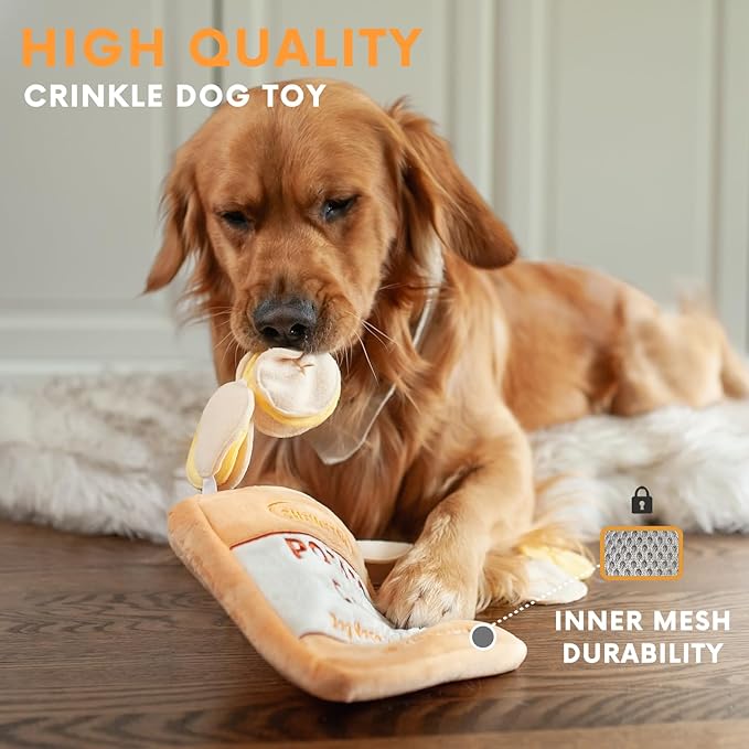 CHEWFFON Dog Enrichment Puzzle Toys, Interactive Snuffle Crinkle Treat Toy for Boredom and Mental Stimulating, Nose Work Potato Chips Dog Toy for Small, Medium and Large Dogs