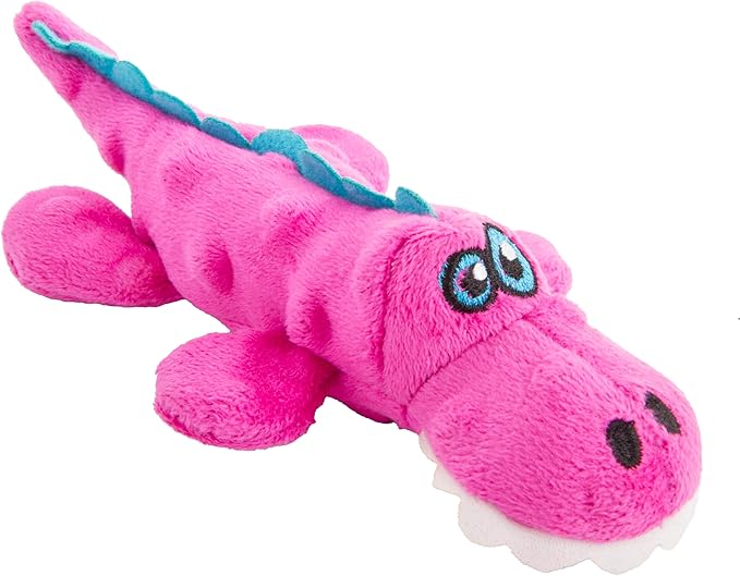 goDog Gators Squeaky Plush Dog Toy with Chew Guard Technology, Durable Fabric & Squeaker for Active Play, Pink, Large