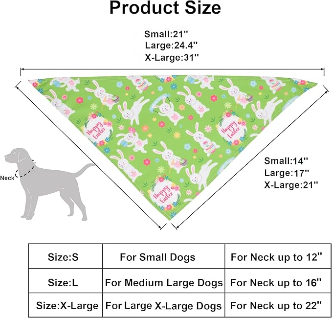 ADOGGYGO 4 Pack Easter Dog Bandana Triangle Dog Scarf Rabbit Easter Egg Pattern Pet Bandana for Small Dogs Pets (Small)