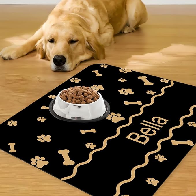 Personalized Dog Cat Food Mat Non-Slip Custom Dog Feed Placemat Water Absorbent Customized PU Mats for Pet Food and Water-Style6