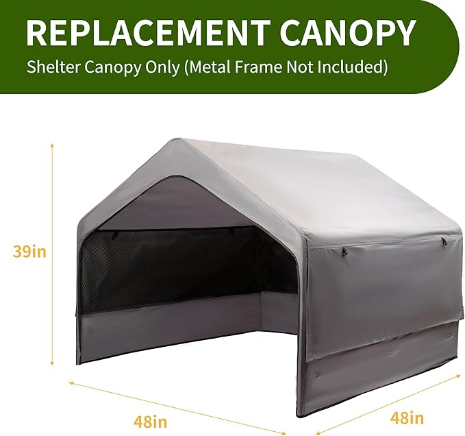 Extra Large Outdoor Dog Tent Replacement Canopy, Big Dog Shade Shelter with Three-Sided Breathable Mesh Windows 4'x 4'x 3.3', Canopy Roof Only (Metal Frame Not Included)