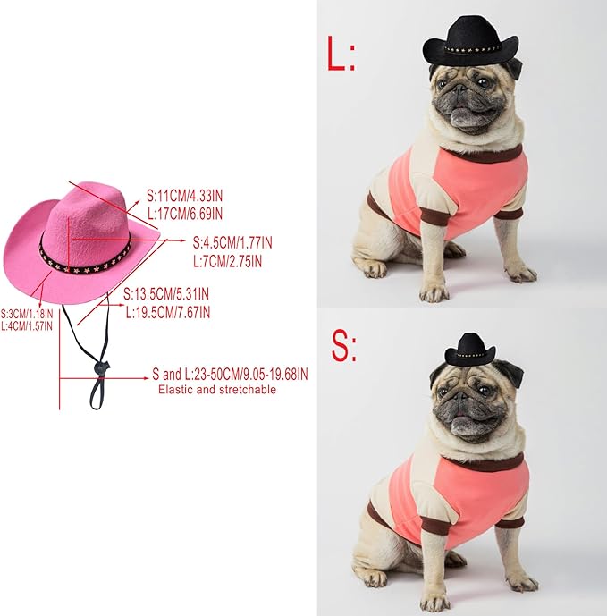 Dog Cowboy Hat Cat Cowboy Hat Pet Cowboy Costume Mini Cowboy Hat for Dogs Cat Holiday Halloween Pet Party Decoration (Pink, Small)