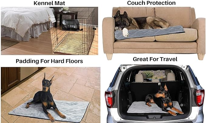 4Knines Extra Large Dog Crate Mat – Waterproof, Non-Slip, Machine Washable Crate Mat – Soft, Durable Kennel Mat for Dogs – Pet Bed for Crates, Travel or Home Use - Extra Large (Black)