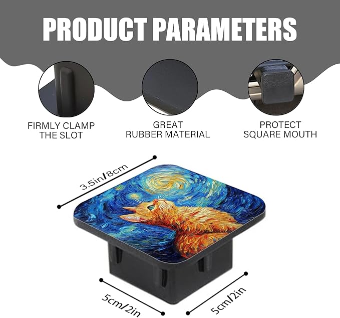 Hitch Cover Fits for 2-Inch Hitch,Orange Cat Gazing at The Starry Sky Rubber Trailer Hitch Cover Tube Plug Insert,Car Exterior Accessories, Receiver Tube Hitch Plug