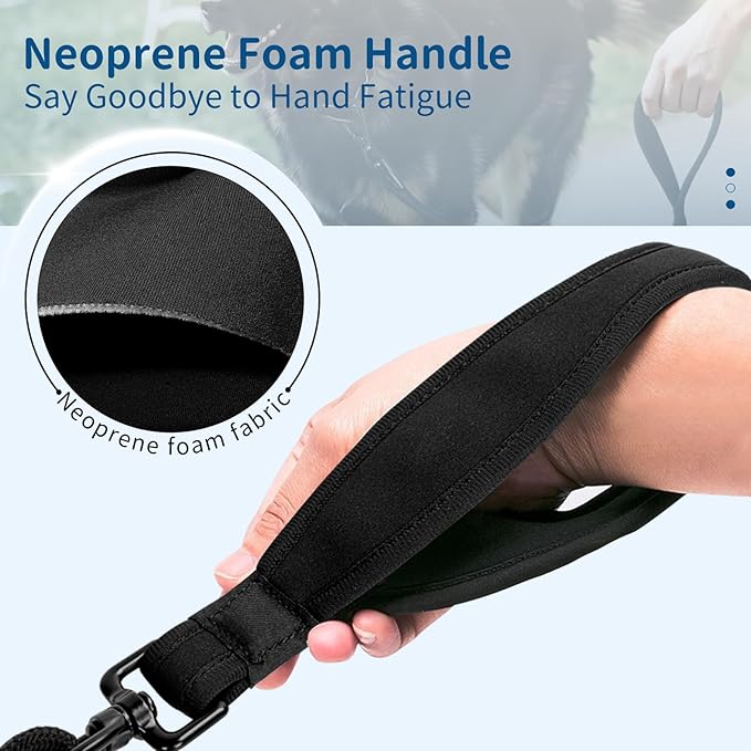 6FT Rope Dog Leash for Medium Large Dogs, Tangle-Free with 360° Swivel & Auto-Locking Aviation Aluminum Carabiner, Thick Nylon Training Lead for Walking, Hiking, Running (Black)