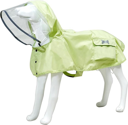 Waterproof Dog Raincoat, Adjustable Reflective Lightweight Pet Rain Clothes with Poncho Hood(Small,Light Green)