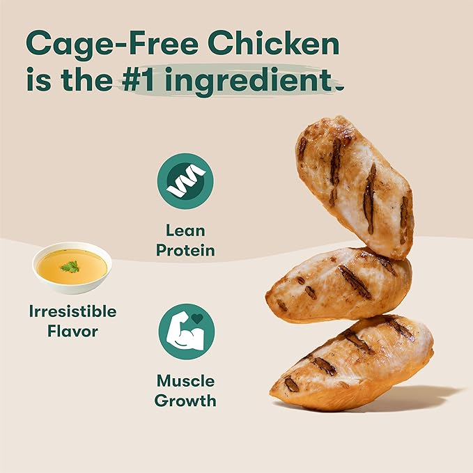 Jinx Chicken Dog Wet Food, Meal or Mix in Dog Toppers for Dry Food, Made with Real Chicken, Bone Broth & Brown Rice, No Fillers, Puppy, Adult, Senior, 3oz, 8 Pack