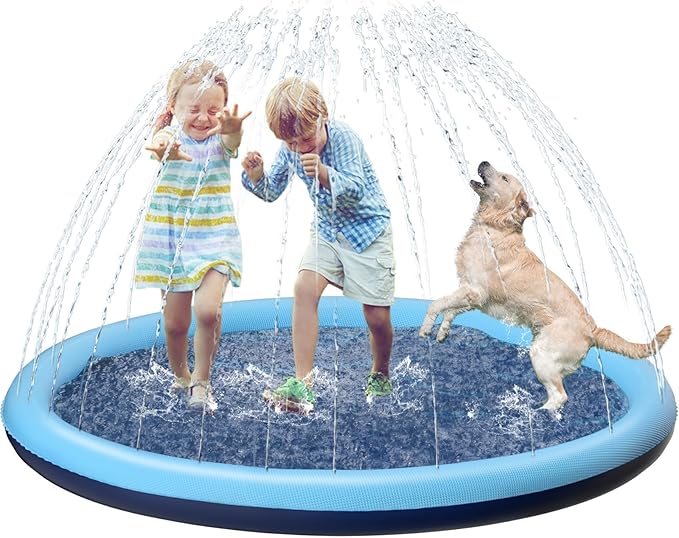 Kids Dog Splash Pad Sprinkler - Jasonwell Non Slip Dog Sprinkler Pad Splash Pool Puppy Dogs Pool Summer Outdoor Water Toys Backyard Durable Splash Pad for Toddlers Kids Small Medium Large Dogs Pet
