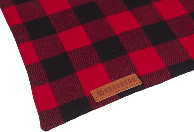 ADOGGYGO Christmas Dog Bandanas 2 Pack, Premium Cotton Fabric, Multiple Sizes Offered, Red Green Plaid Bandanas for Small Medium Dogs (Small, Xmas)