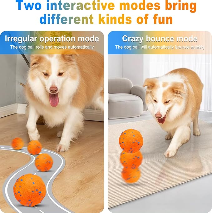 TVM Interactive Dog Toys Ball, Automatic Moving, Bouncing Chew Toys, E-TPU Material, Suitable for Large and Medium-Sized Dogs, Used for Boredom Relief and Daily Training, USB Rechargeable