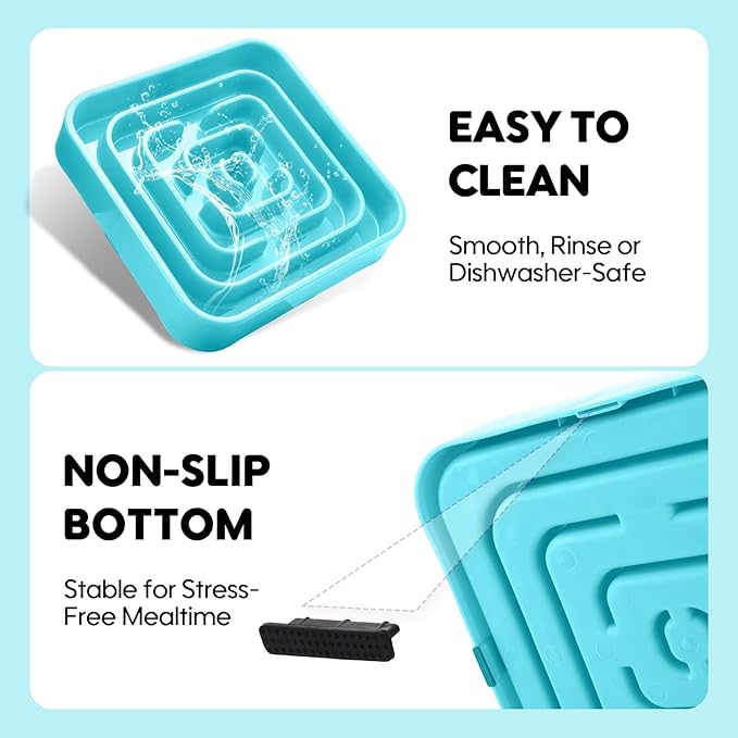 TOBYTO Slow Feeder Dog Bowls for Large Medium Breed, Anti-Choking Pet Slow Feeding Food Bowl, Non Slip Maze Puzzle Dog Feeder Bowl Prevent Bloating,Blue