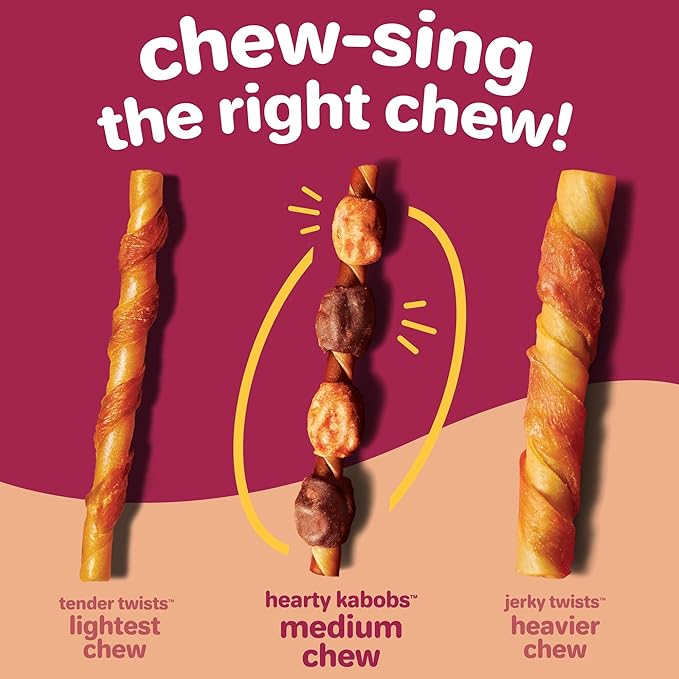 New! Hartz Oinkies Hearty Kabob Dog Treats with 100% Real Chicken, Duck, Sweet Potato & Carrot, Rawhide-Free, Natural Dog Treats, Highly Digestible Long Lasting Chews, 36 Count