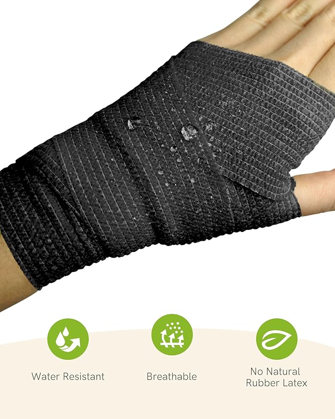 FriCARE Self Adhesive Bandage Wrap, Medical Tape in First Aid Kit, Cohesive Bandages for Wounds Sport Vet, 2 inches X 5 Yards 6 Rolls, Royal Garnet