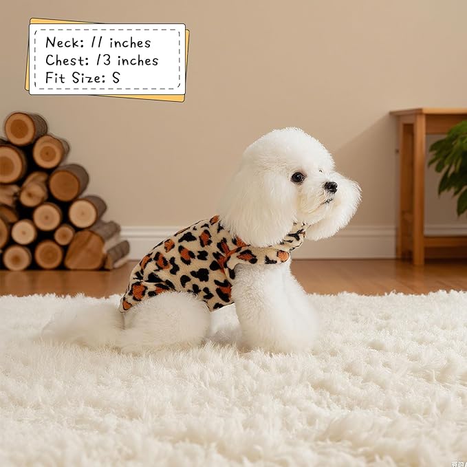 EXPAWLORER Soft Cat Sweater - Leopard Print Sweaters for Cats Only Warm Kitten Clothes, Fall and Winter Pet Coat Pullover Design Feline, Fleece Clothing Also for Puppy Small Dogs, Large