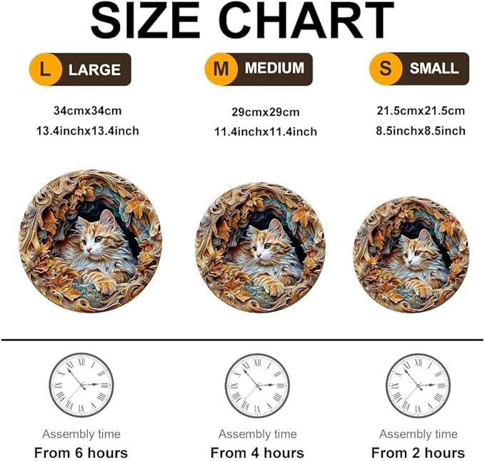 Wooden Puzzles Adults, 3D Cat Wooden Puzzles 300 Pieces, Unique Animal Shaped Wood Challenging Jigsaw Puzzles Gifts for Adults, 13.4x13.3in