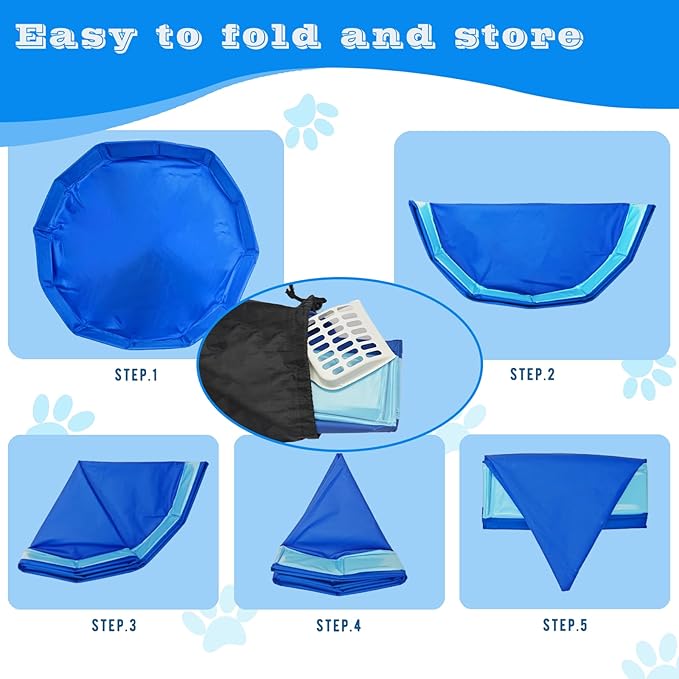 Portable Travel Litter Box for Cats with Scoop & Storage Bag – Foldable, Waterproof, Lightweight Cat Litter Tray for Car, Airplane, Camping, Indoor & Outdoor Use, 19.7" Diameter