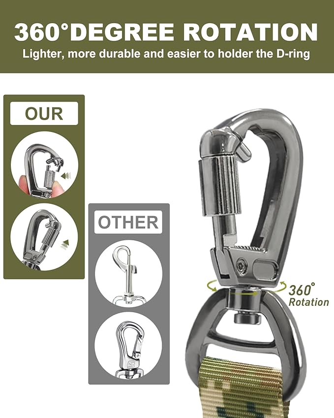 Hotsky Tactical Dog Leash Heavy Duty for Medium Large Dogs That Pull,4-6Ft Strong Bungee Shock Absorbing No Pull Dog Leash with Padded Double Handle and Car Seatbelt,Army Camo