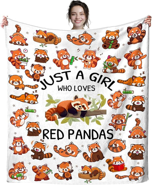 Red Panda Blanket Plush Gifts Just A Girl Who Loves Red Panda Blankets Ultra Soft Cozy Flannel Throw Blankets Bedding for Kids Girls Adults Women Gifts 60" x50