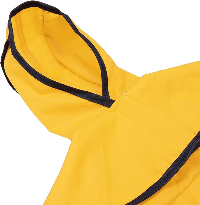 HDE Dog Raincoat Jacket Reflective Adjustable Hooded Pet Poncho Rain Coat with Leash Hole for Small to X-Large Dogs Yellow - L