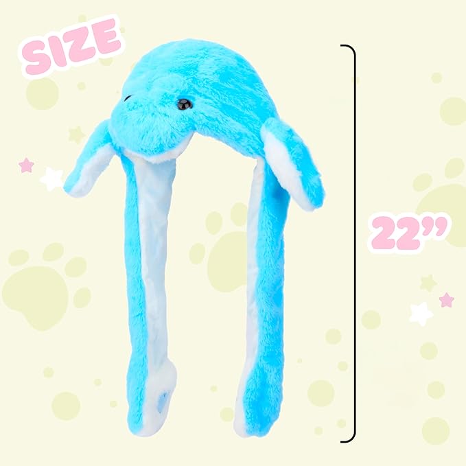 Animal Hat with Ears Moving Jumping Pop Up Beating Hat Plush Holiday Cosplay Dress Up Funny Gift for Kids