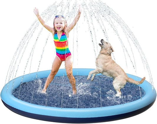 Kids Dog Splash Pad Sprinkler - Jasonwell Non Slip Dog Sprinkler Pad Splash Pool Puppy Dogs Pool Summer Outdoor Water Toys Backyard Durable Splash Pad for Toddlers Kids Small Medium Large Dogs Pet