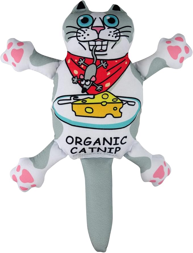 TTcat Organic Catnip Pillow for Indoor Cat and Kitten,Cat Crinkle Kicker Toy Chew Toy,White