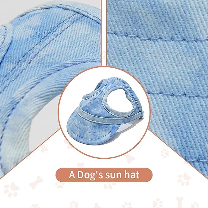 Outdoor Sun Protection Hood for Dogs, Adjustable Dog Sun Protection Baseball Hat Cap, Pet Baseball Hat Cap Visor Sunbonnet Outfit with Ear Holes for Dogs (Gray, Large)