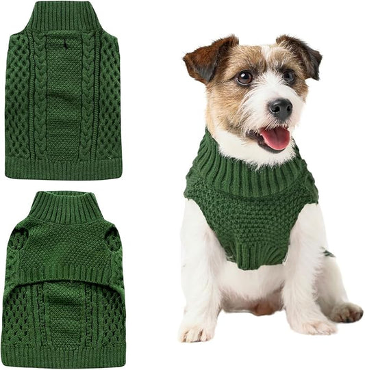 Dog Sweaters for Small Male, Medium Dogs Boy, Girl Female, Puppy Sweater Large Dog Sweaters Pet Clothes Christmas Soft Puppies Clothing Winter Warm Outfit for Cat Apparel(Green,S)