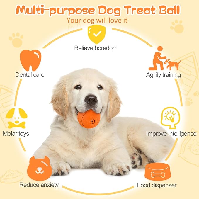 HIPPIH Dog Puzzle Toy 2 Pack, Interactive Dog Toys for Treat Dispensing, Durable Puppy Toys for Teething, Dog Treat Ball for Teeth/Slow Feeder/IQ Training/Playing, Blue-2.75‘’, Orange-3.14‘’