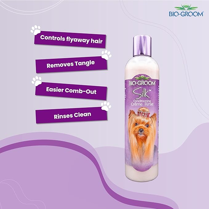 Bio-Groom Silk Creme Rinse Dog Conditioner - Conditioner for Dogs, Puppy Conditioner, Dog Conditioner Detangler, Dog Hair Conditioner - 12 Fl Oz 1-Pack