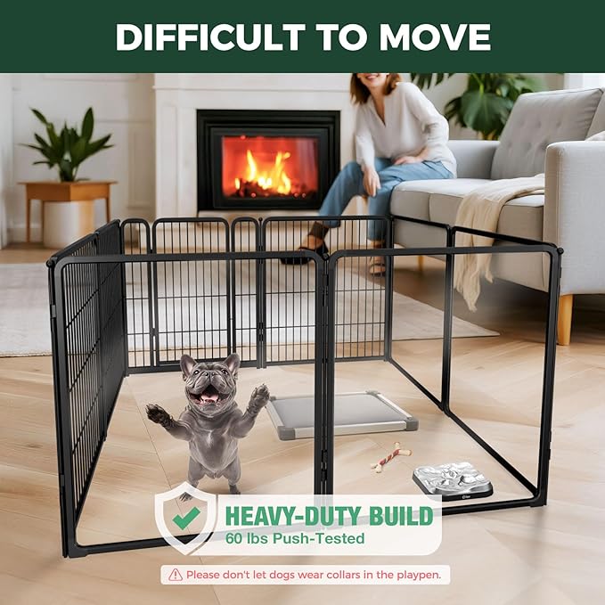 FXW Pawadise Acrylic & Wire Mesh Indoor Dog Playpen, Heavy Duty 32 Inch 8 Panels Metal Dog Pen for Small and Medium Dogs, Black│Patented