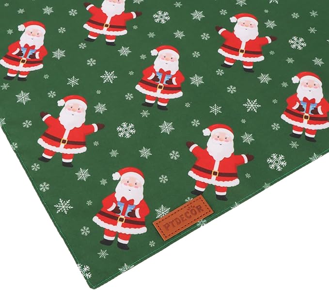 PTDECOR Christmas Dog Bandana, Xmas HOHO Santa Design Reversible Holiday Dog Scarf, Triangle Christmas Bandanas for Small Pets (Small)
