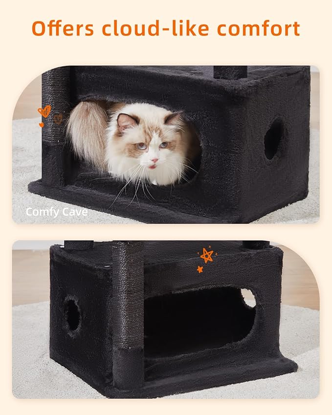 Taoqimiao Gothic Cat Tree,38.5-Inch Cat Tower for Indoor Cats,Suitable for Kittens with Luxurious cat condo with Adjustable Baskets and Luxurious Perch MS029SBR Black and Red