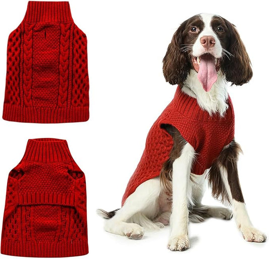Dog Sweaters for Small Male, Medium Dogs Boy, Girl Female, Puppy Sweater Large Dog Sweaters Pet Clothes Christmas Soft Puppies Clothing Winter Warm Outfit for Cat Apparel(Red,S)