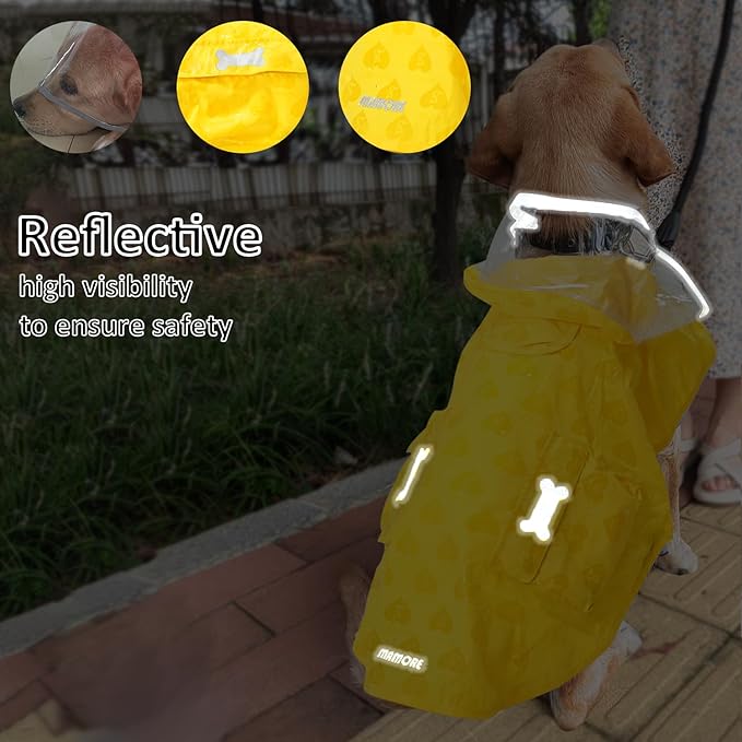 Waterproof Dog Raincoat, Adjustable Reflective Lightweight Pet Rain Clothes with Poncho Hood (Yellow(Water-Activated Color Change), X-Small)