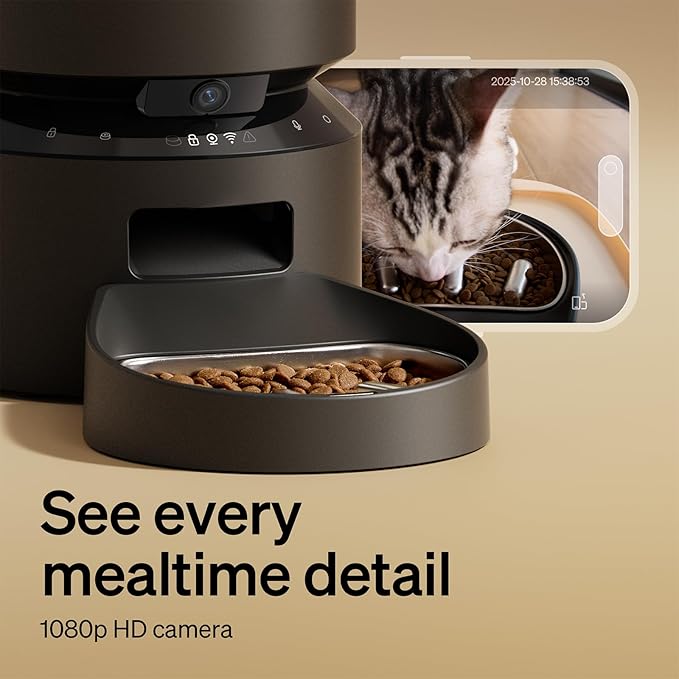 PETLIBRO Automatic Dog Feeder with Camera, Auto Cat Food Dispenser Slow Feeder Dog Bowl 1080P HD Video with Night Vision 5G WiFi Pet Feeder with 2-Way Audio, Stainless Steel Slow Food Tray