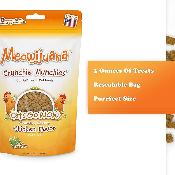 Meowijuana Knock N' Nibble Pumpkin & ChickenTreat Bundle | Crunchie Munchie Catnip Treats | Refillable Treat Dispensing Toy | Interactive Puzzle Toy for Felines