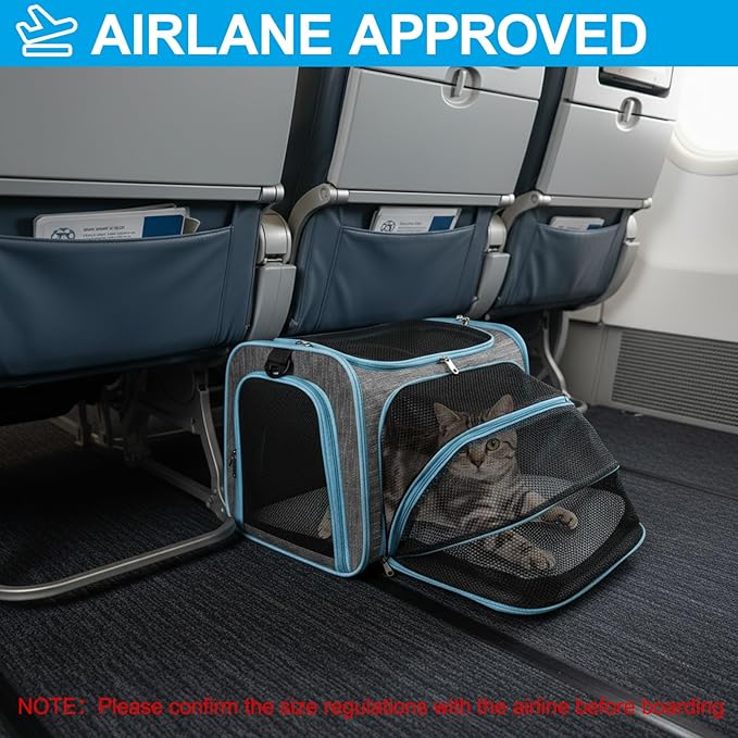 Pet Carrier with Wheels Up to 33 lbs Airline Approved Cat Carrier Rolling Pet Carrier w/Removable Wheels & Expandable Side Washable Plush Mat Pet Travel Carrier with Telescopic Handle & Shoulder Strap