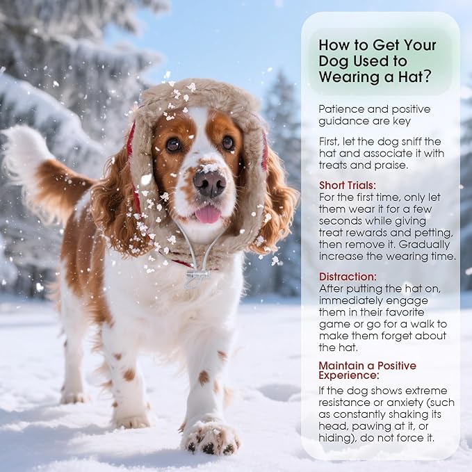 Small Dog Hats with Ear Holes & Adjustable Chinstrap, Winter Pilot Hats, Pet Warm Hat Beanies Christmas for Cold Weather, Soft Faux Rabbit Fur, Doggie Winter Hat Noise Protection