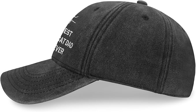 Cat Dad Gifts, Cat Dad Embroidered Letters Adjustable Baseball Cap Black