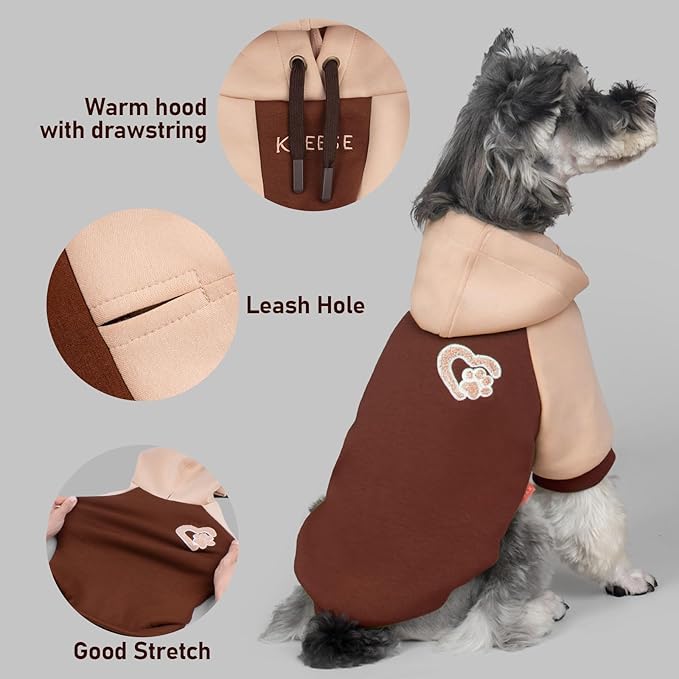 KYEESE Dog Hoodie Stretchy Pets Coat with Drawstring Comfort Dogs Clothes Medium Size Dog Soft Dogs Winter Coat Warm Pets Sweater Pet Sweatshirt for Cold Weather Pet Clothes with Leash Hole