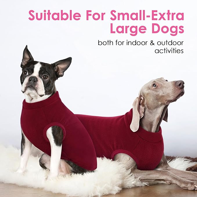 AOFITEE Fleece Dog Sweater, Warm Fleece Vest for Extra Large Dogs, Stretchy Dogs Pullover Sleeveless Pet Pajama Sweatshirt for Fall Winter, Thermal Pets Sweaters Indoor Outdoor, Red 3XL