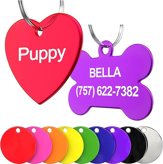Pet ID Tag Custom for Dog Cat Personalized | Many Shapes and Colors to Choose from | Made in USA | Strong Anodized Aluminum (Circle Pink, Small)